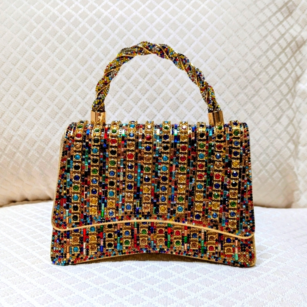 Elegant Multicolor Rhinestone Handbag
